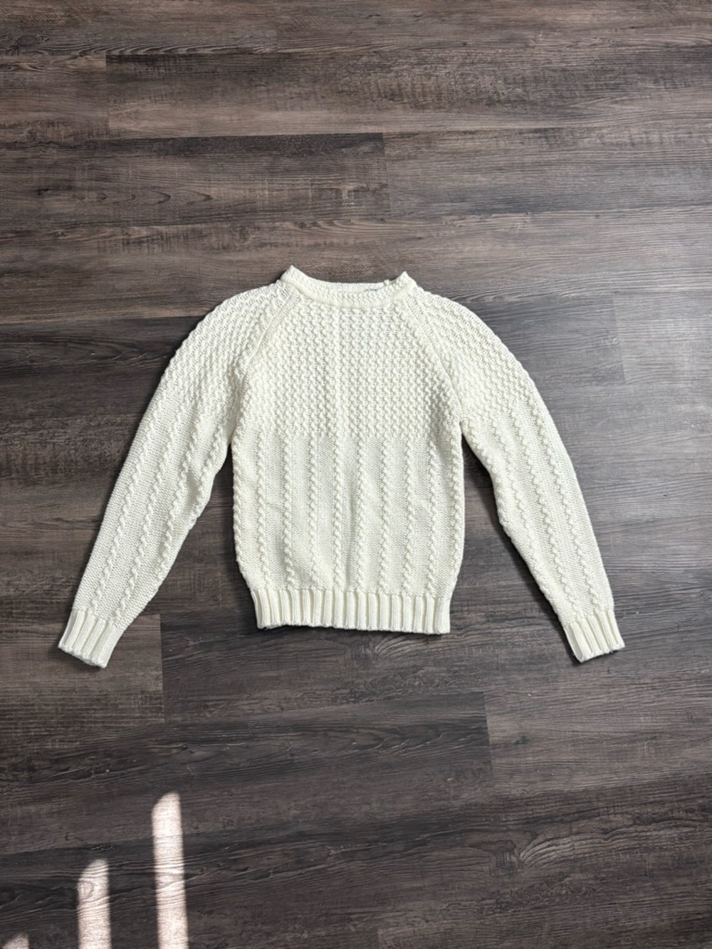 Women's Cream Cable-Knit Crewneck Sweater